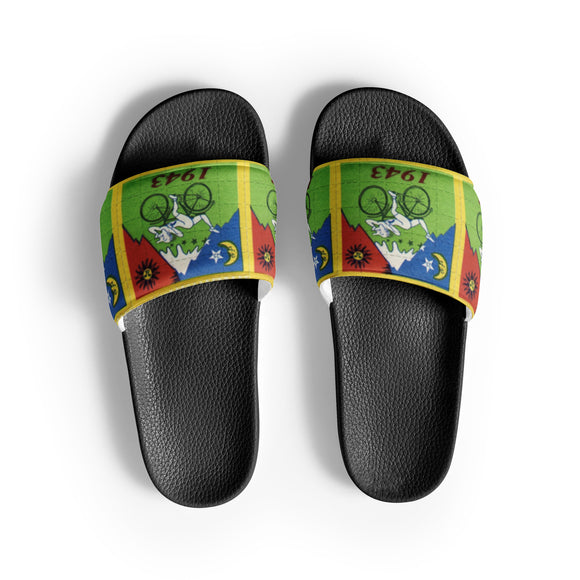 Bicycle Day Psychedelic Inspired Trippy Men’s slides
