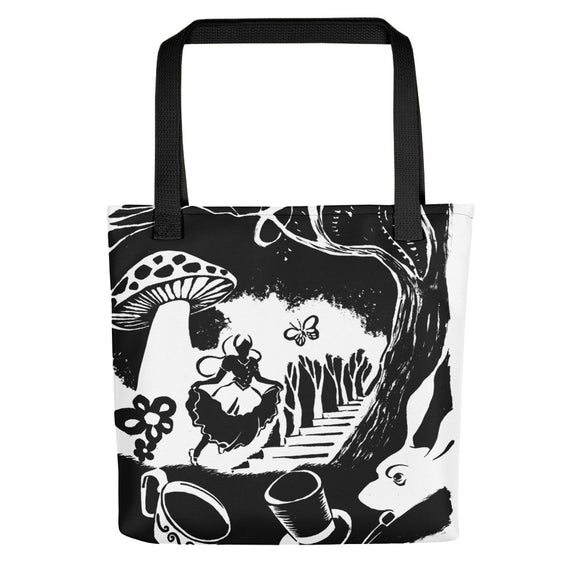 The Psychedelic Toad Exclusive Artist Collection Alice in Wonderland Inspired Totebag